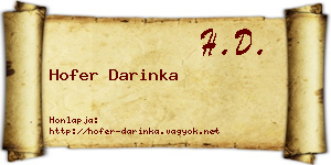 Hofer Darinka névjegykártya